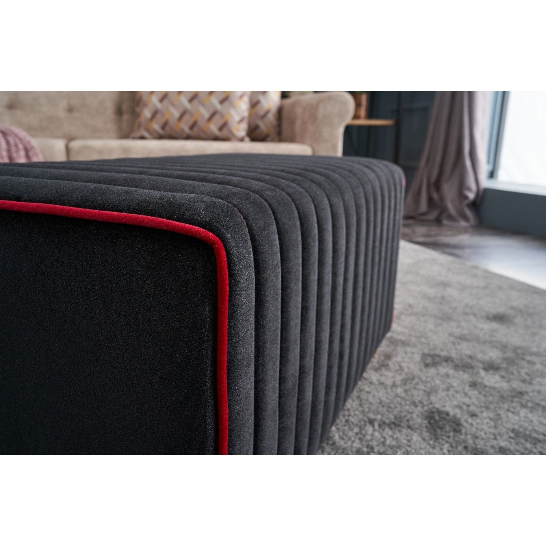 Taburet MABEL, stofa catifelata negru, 80x40x40 cm