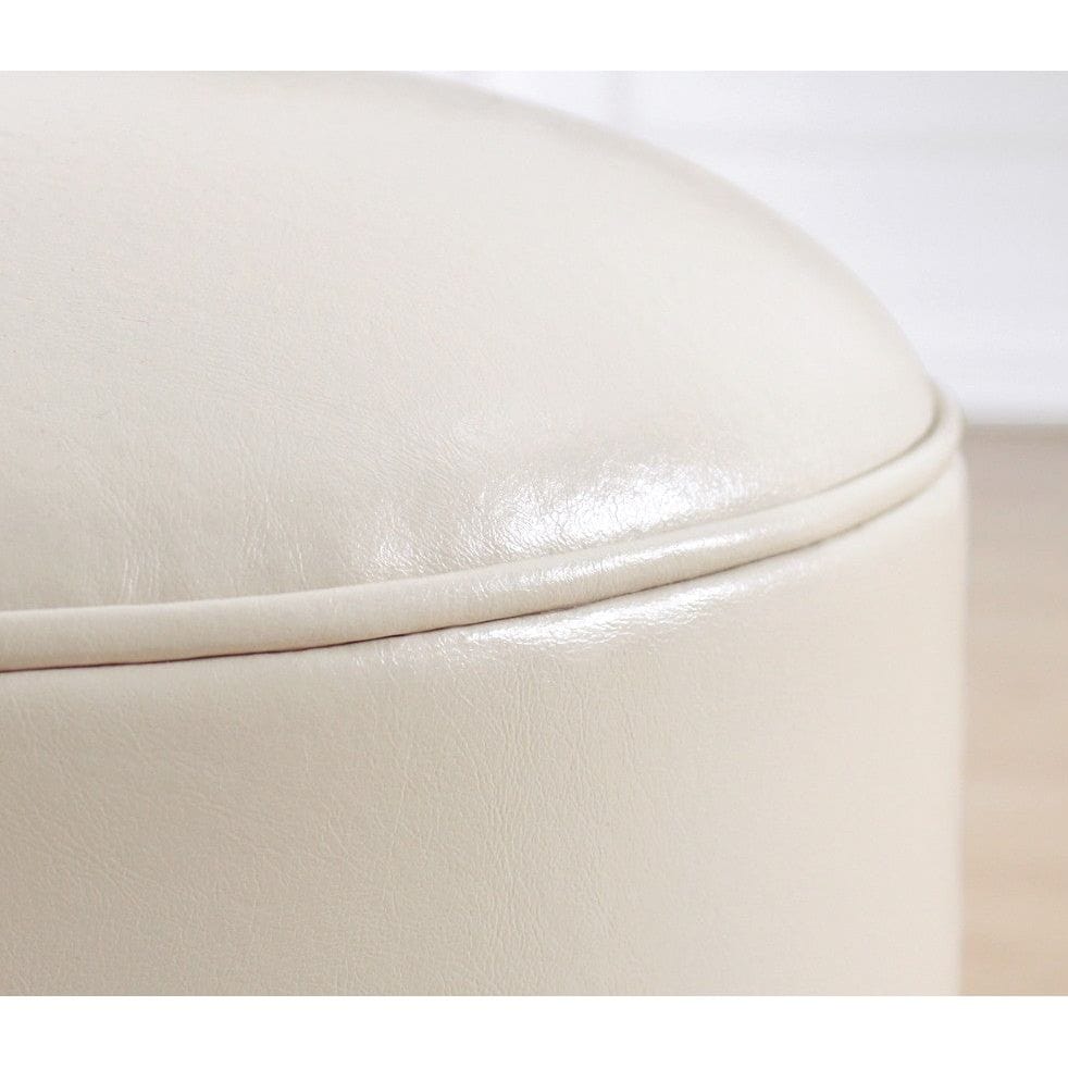 Taburet MILOTTE, crem/nuc/auriu, lemn/piele ecologica, 42x42x43 cm