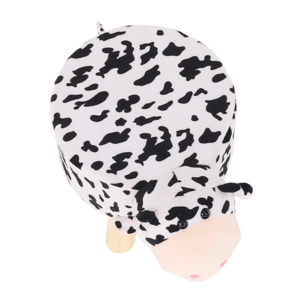 Taburet MOLLY, alb/negru, material textil/lemn, 47x28x31 cm