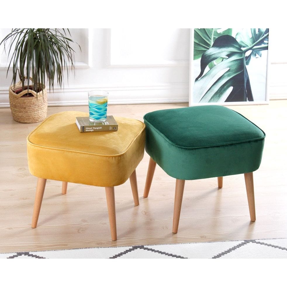 Taburet MOOUV 7086, stofa catifelata verde, 45x45x43 cm