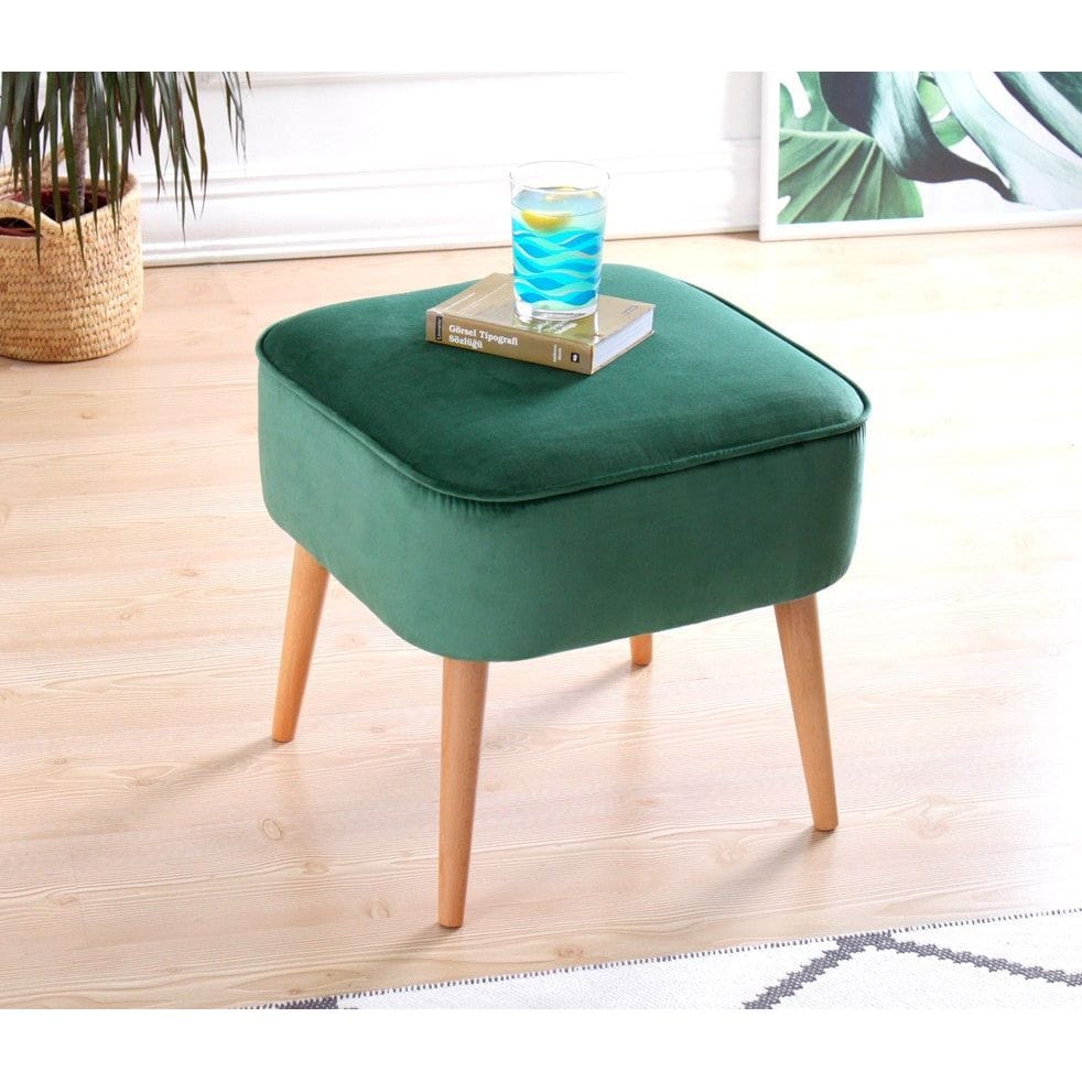 Taburet MOOUV 7086, stofa catifelata verde, 45x45x43 cm