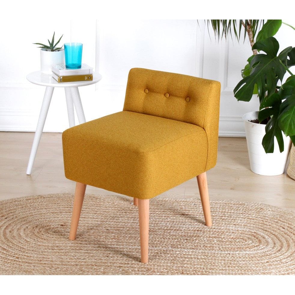 Taburet MOOUV 9101, stofa clasica galben, 43x43x43 cm