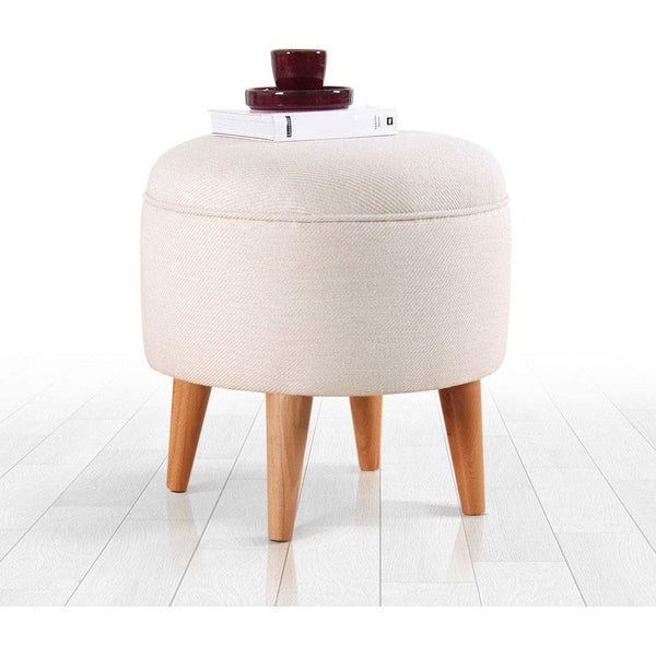 Taburet MOUUV 7092, stofa clasica alb, 40x40x42 cm