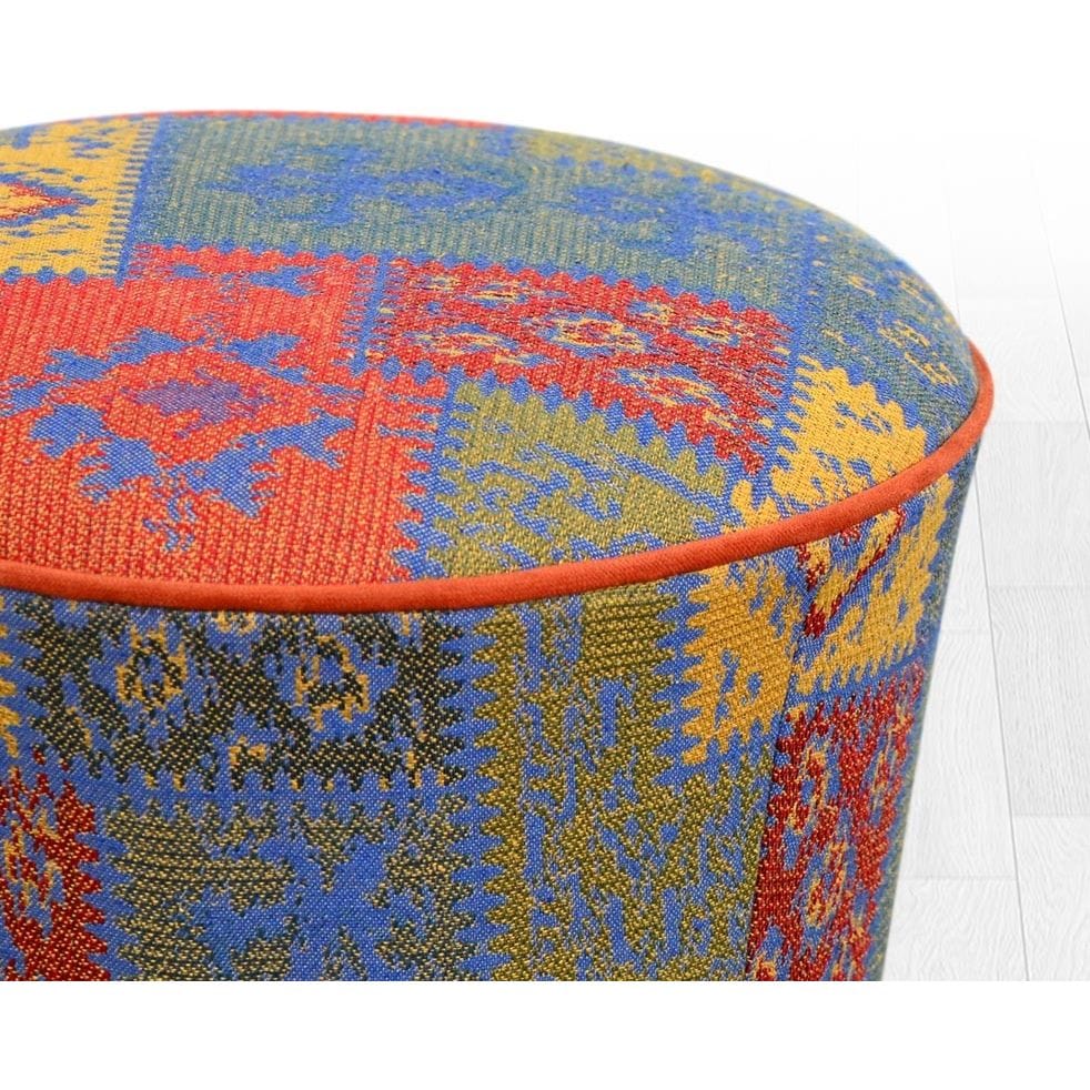 Taburet RUG V3, multicolor/stejar , material textil/lemn, 42x42x42 cm