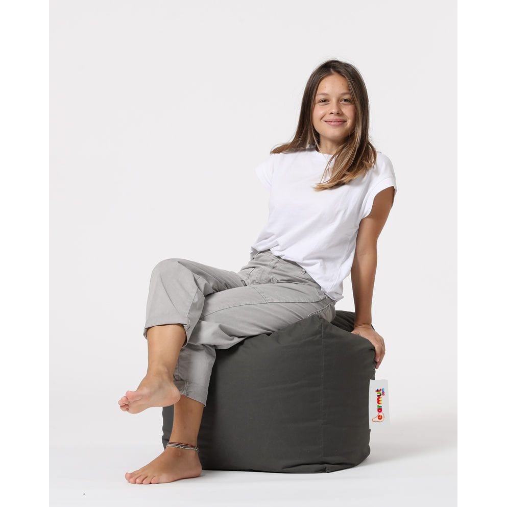 Taburet SQUARE POUF, stofa clasica gri inchis, 45x45x45 cm