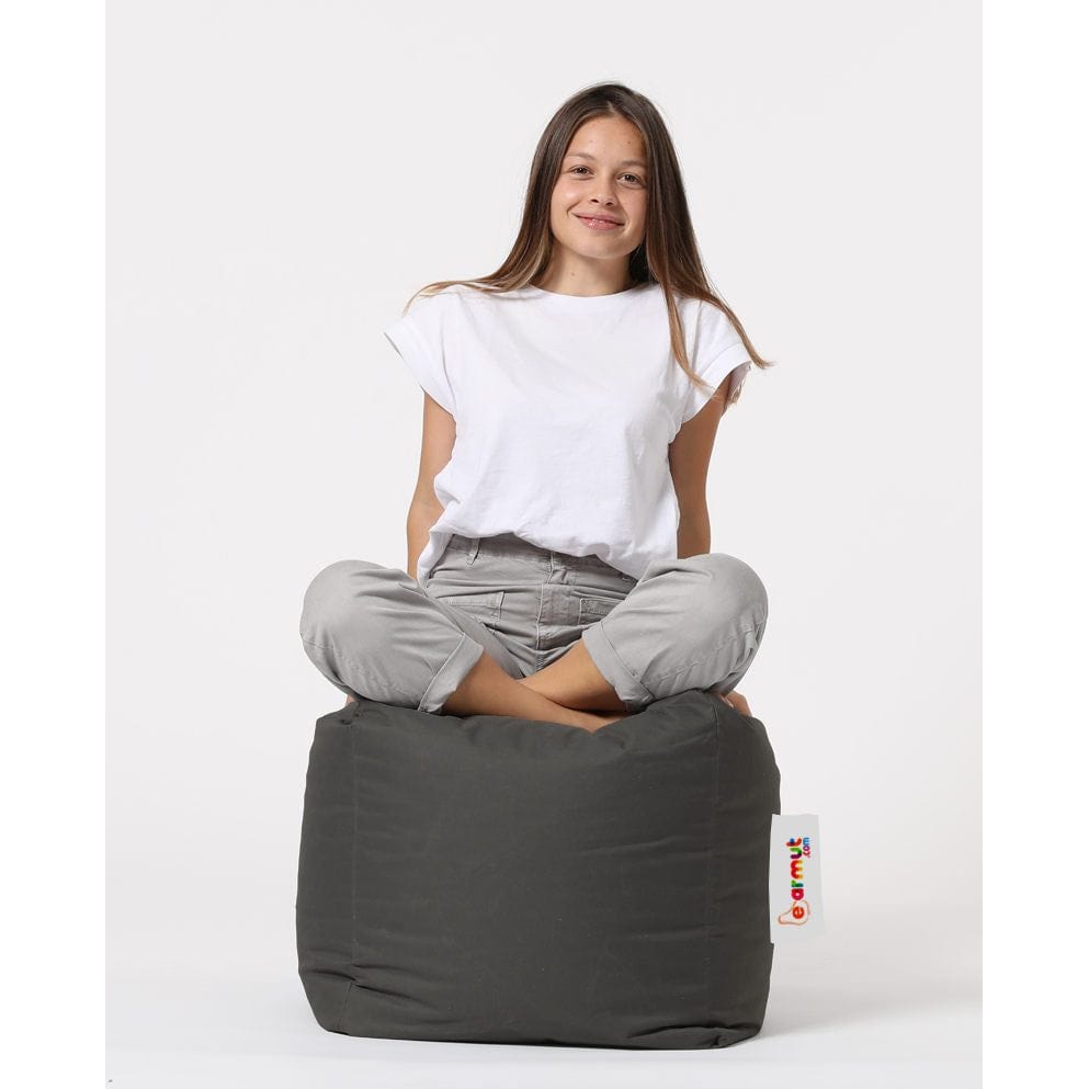 Taburet SQUARE POUF, stofa clasica gri inchis, 45x45x45 cm