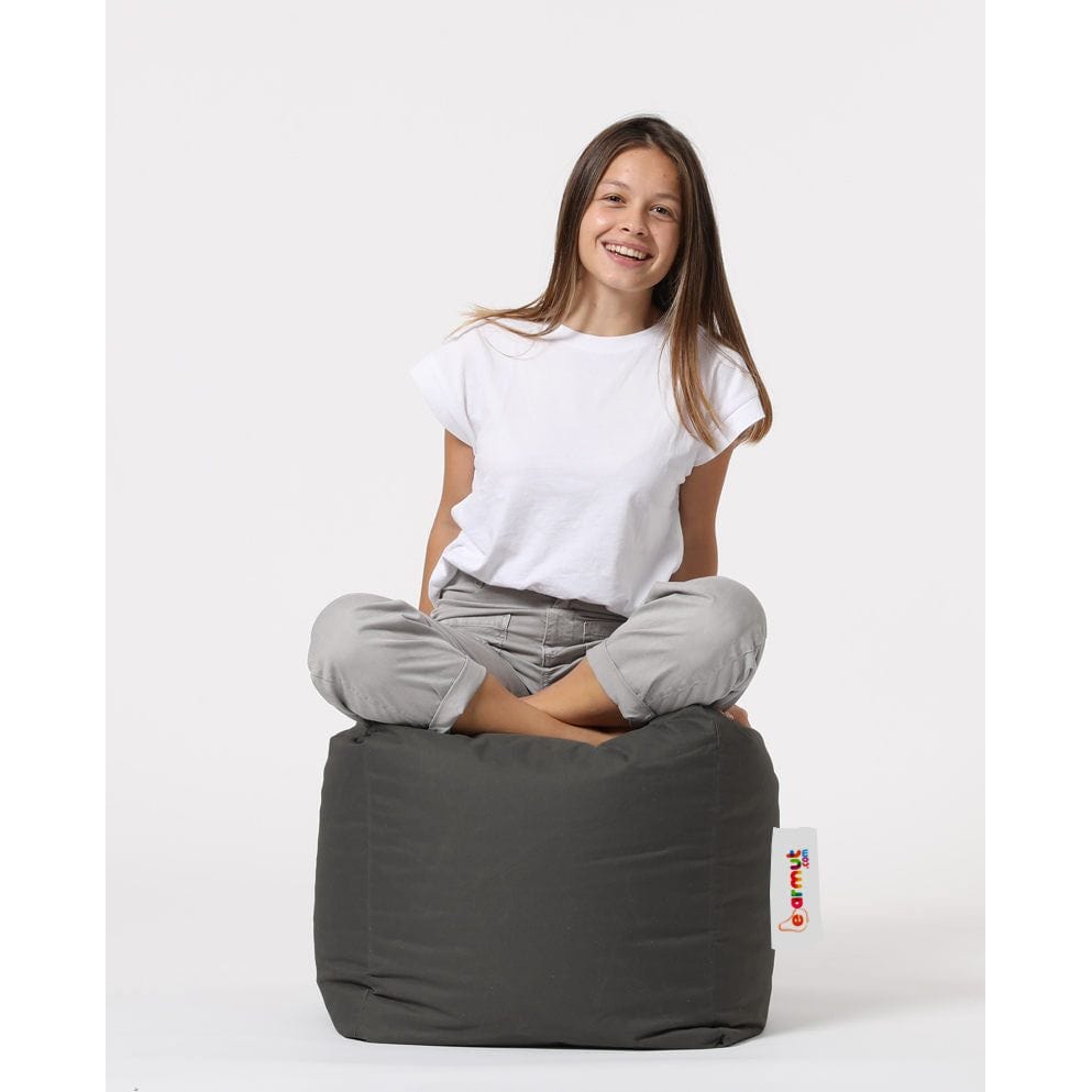 Taburet SQUARE POUF, stofa clasica gri inchis, 45x45x45 cm