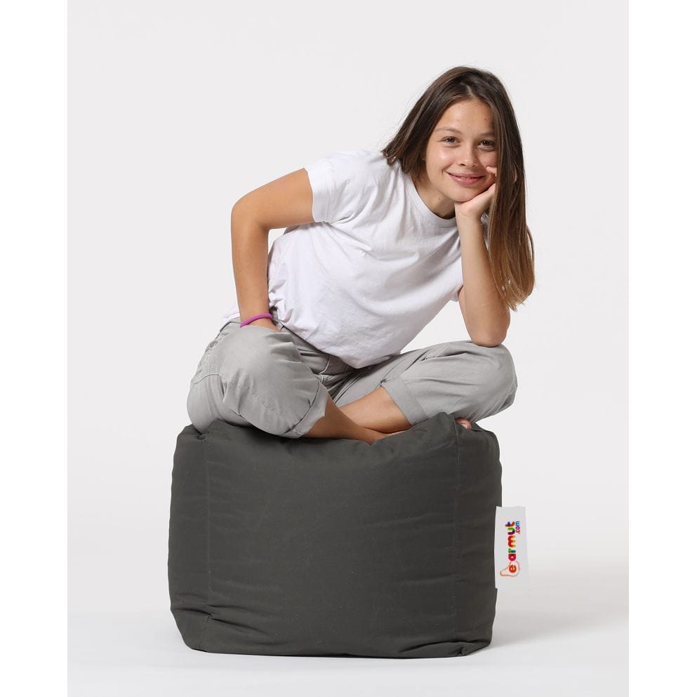 Taburet SQUARE POUF, stofa clasica gri inchis, 45x45x45 cm