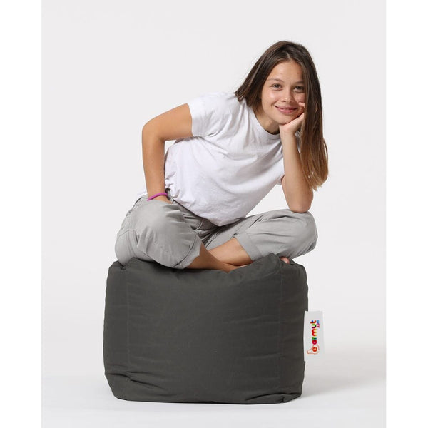 Taburet SQUARE POUF, stofa clasica gri inchis, 45x45x45 cm