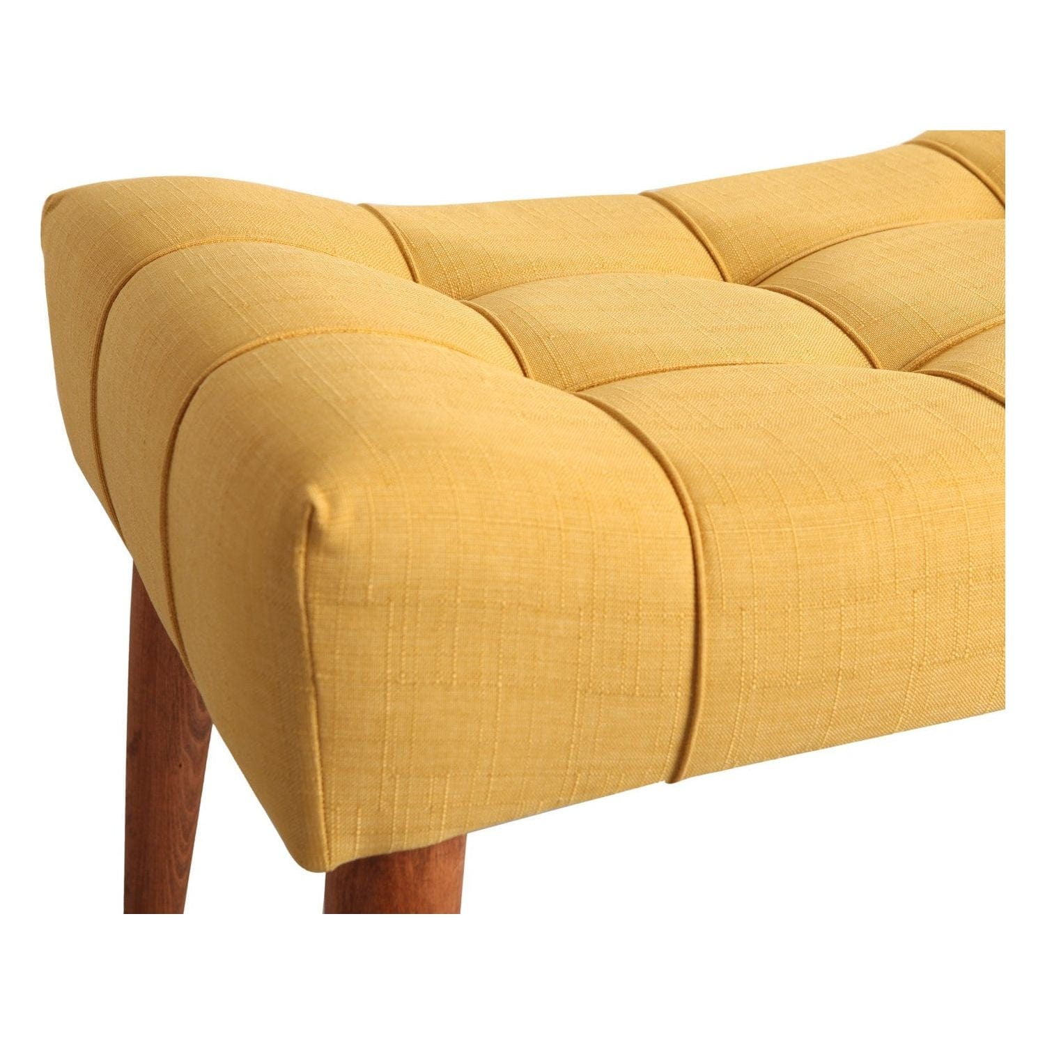 Taburete NEW COOL, galben/nuc, poliester/lemn, 58x40x45 cm