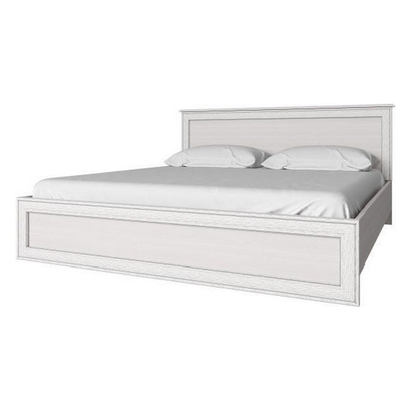Pat dormitor Tiffany 160, alb-crem, PAL, cu somiera rabatabila, cu lada depozitare, 171x207.9x93.6 cm