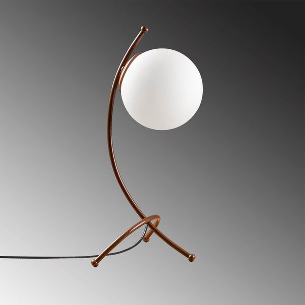 Veioza YAY 5013, alb/cupru, sticla/metal, 23x18x43 cm