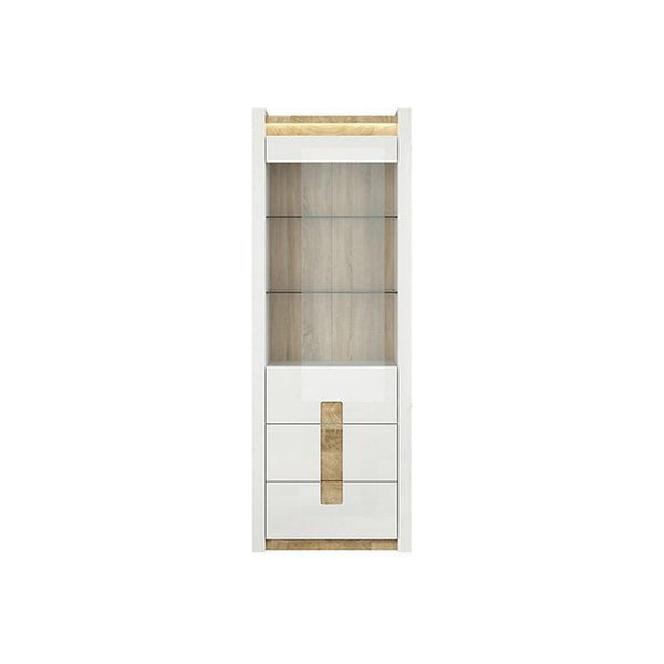 Vitrina ALAMEDA, alb/stejar deschis, PAL laminat, 72x42x202 cm