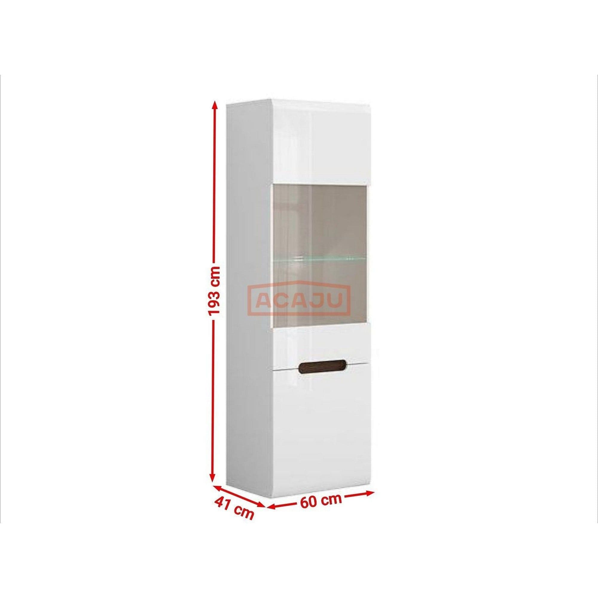 Vitrina AZTECA TRIO REG1W1D-19-6, alb, PAL/sticla securizata, 60x41x193 cm