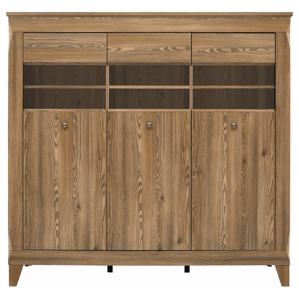 Vitrina BERGEB REG3W, stejar, PAL/sticla securizata, 156x47x151 cm