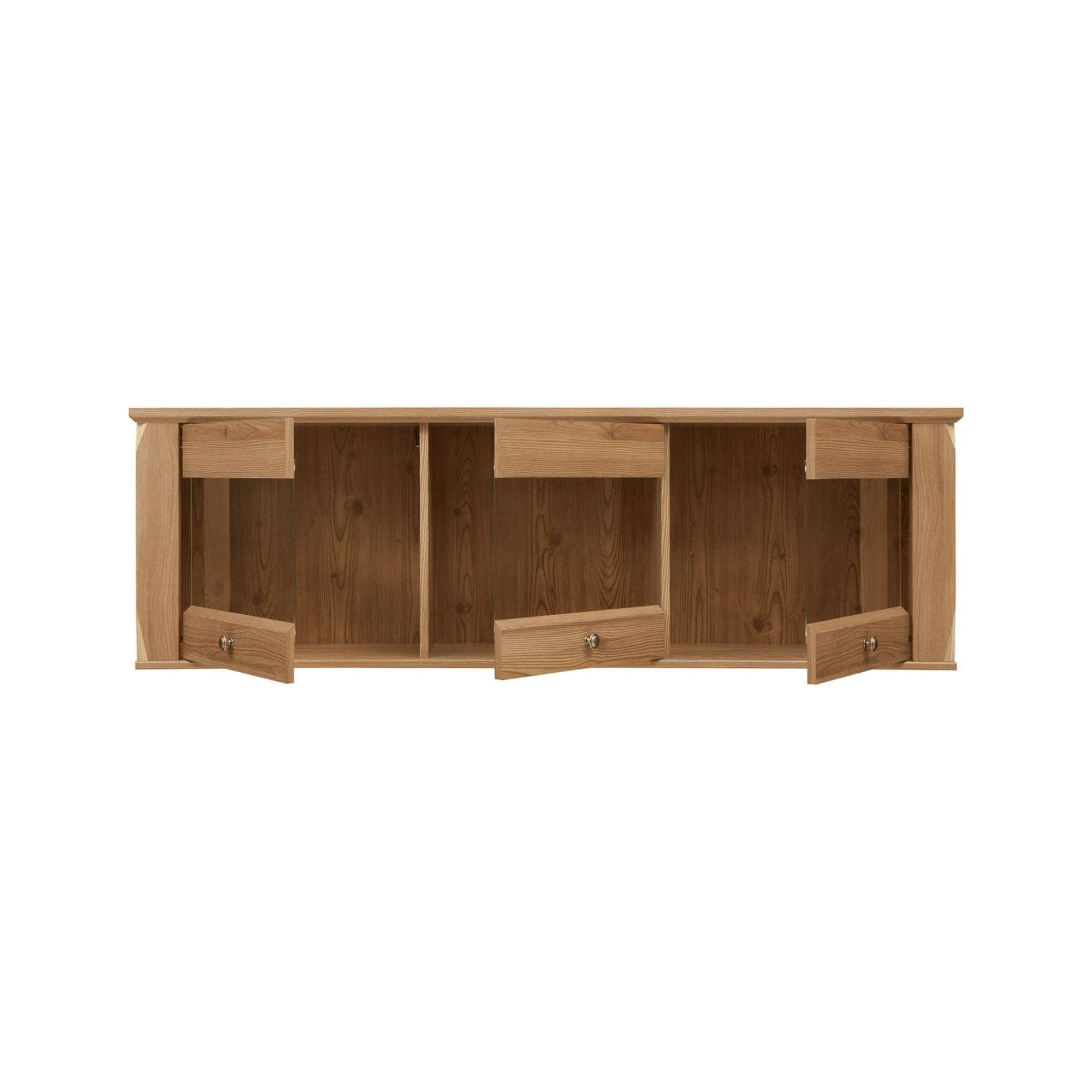 Vitrina BERGEB SFW3W, stejar, PAL/sticla securizata, 156x34x50 cm