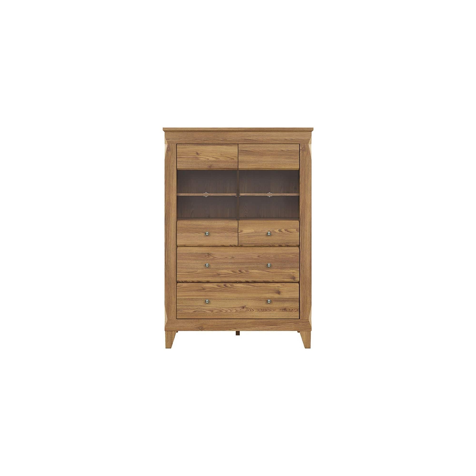 Vitrina BERGEN REG2W2S, stejar, PAL/sticla securizata, 102x47x151 cm