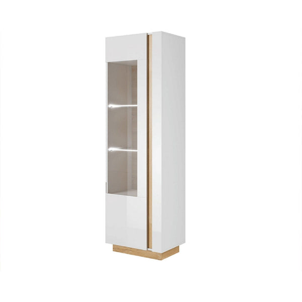 Vitrina CITY, alb/stejar, PAL melaminat/sticla, 60x40x194 cm