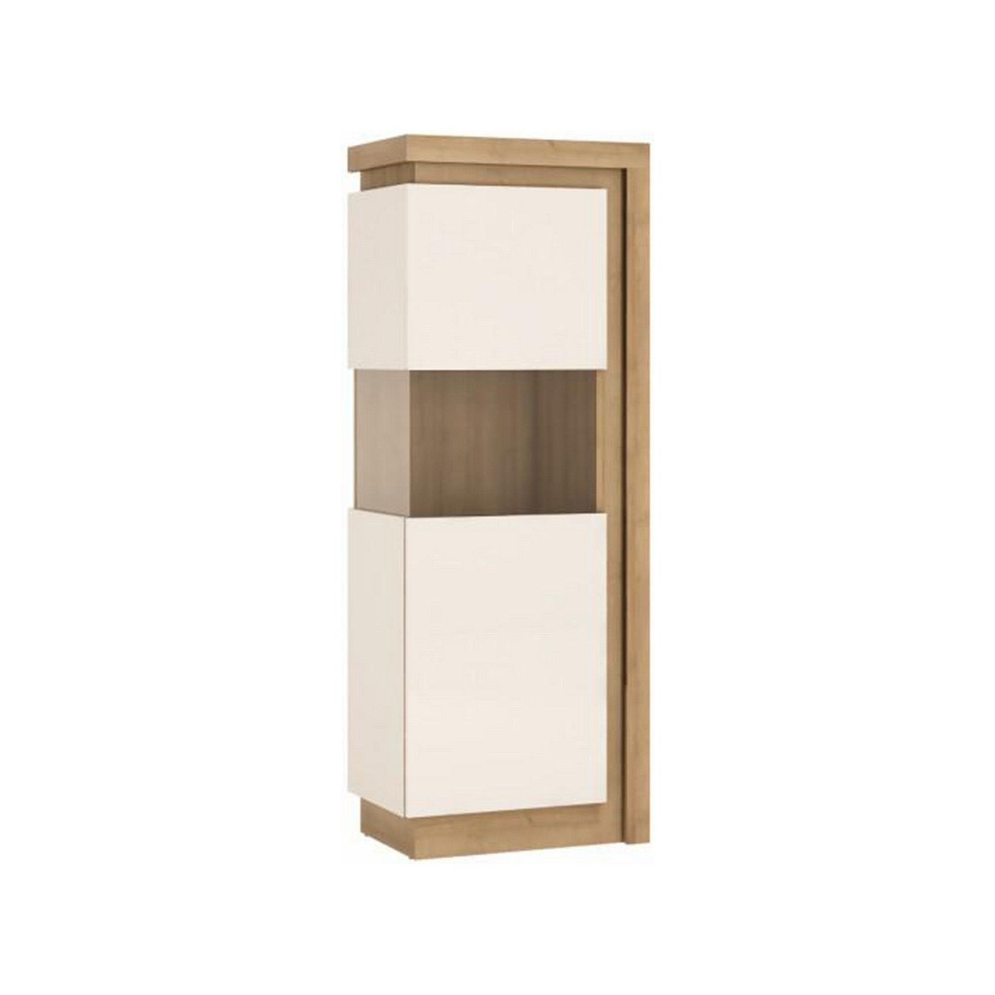 Vitrina LEONARDO LYOV01L, stejar rivierra/alb lucios, PAL melaminat, 60x42x164 cm