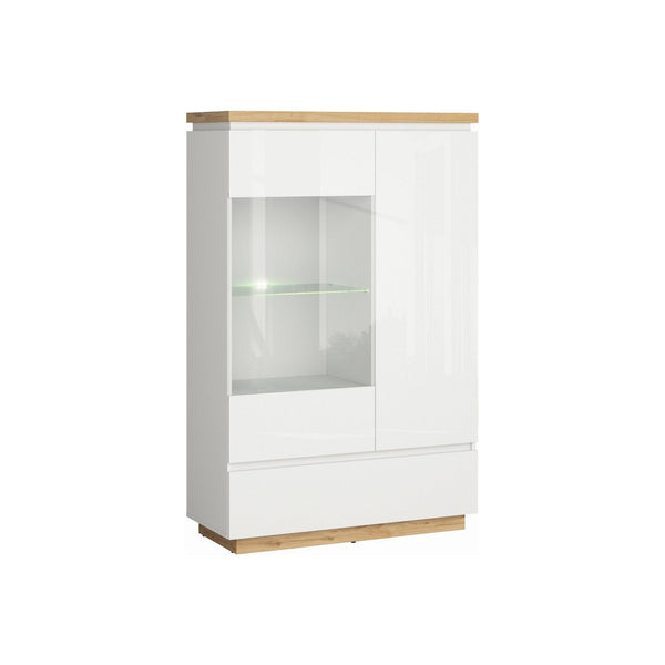 Vitrina ERLA REG1D1W1S, alb/stejar sonoma, PAL/sticla securizata, 98x41x153 cm