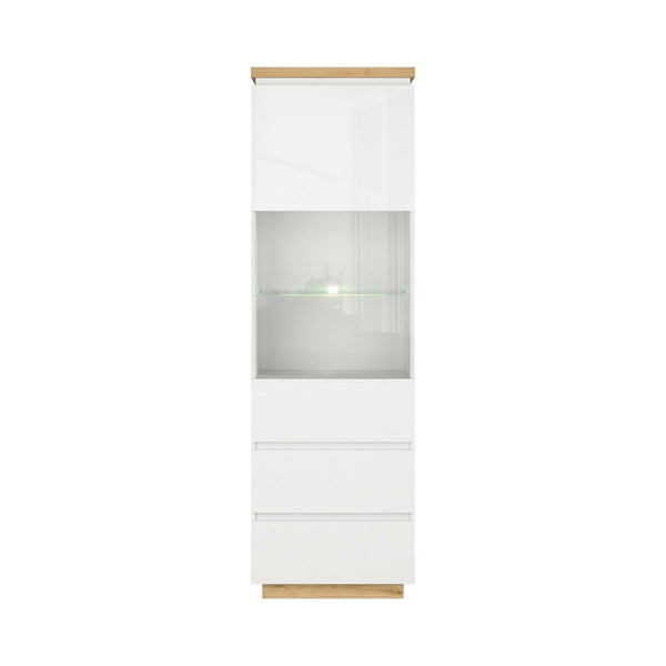 Vitrina ERLA REG1W2S, alb/stejar sonoma, PAL/sticla securizata, 60x41x196 cm