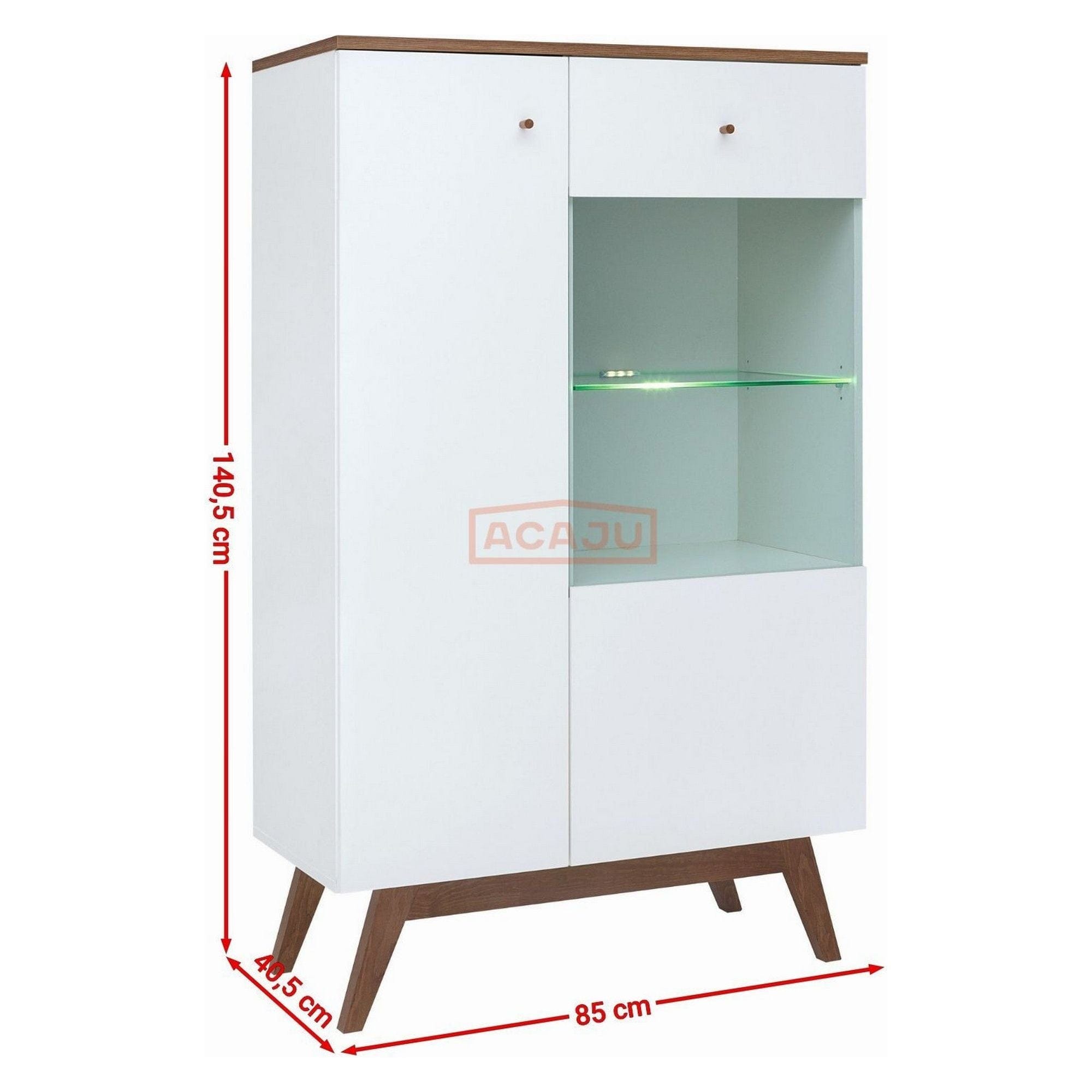 Vitrina HEDA REG1D1W, alb, PAL/sticla securizata, 85x41x141 cm
