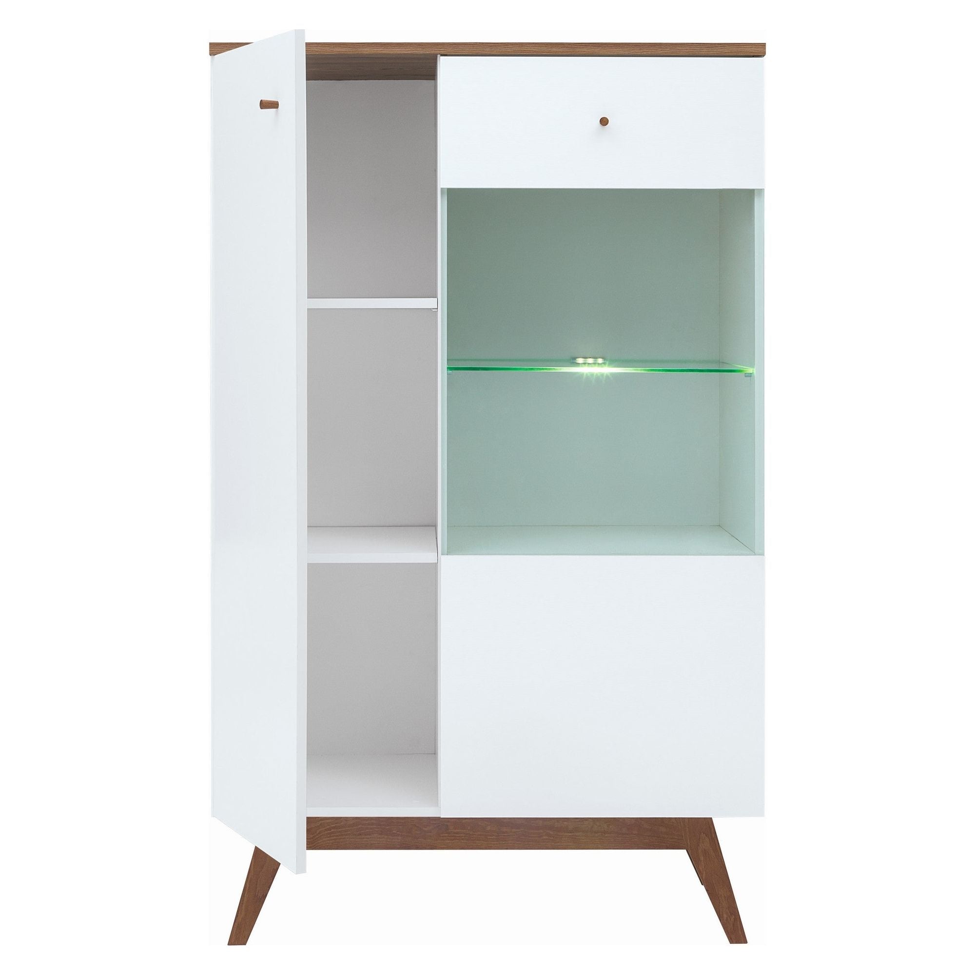 Vitrina HEDA REG1D1W, alb, PAL/sticla securizata, 85x41x141 cm