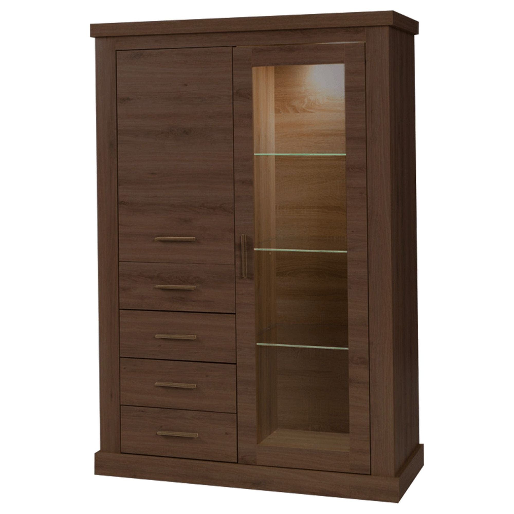 Vitrina HILARD AR3, stejar stirling, DTD laminat, 113x44x165 cm