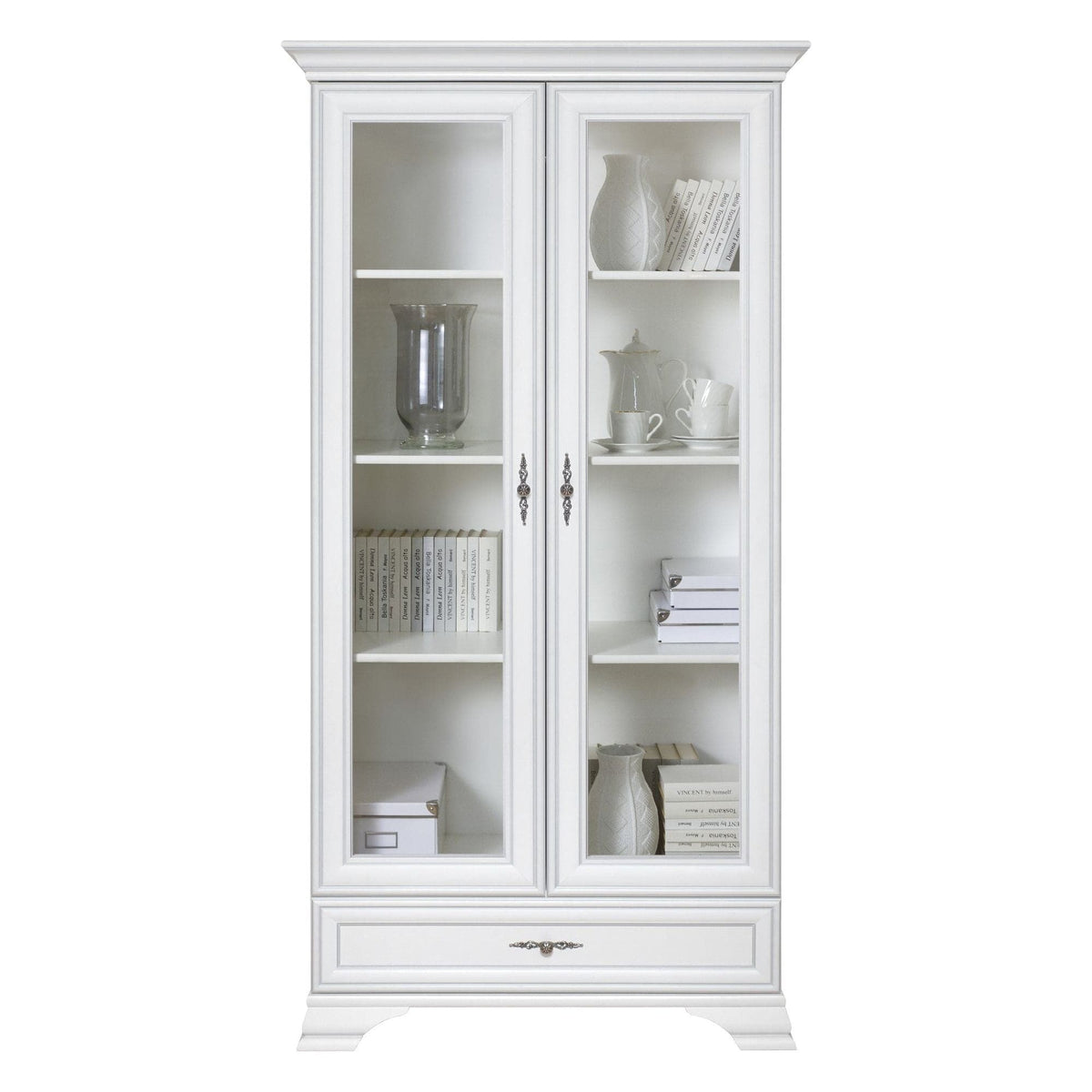 Vitrina IDENTO, alb, PAL/sticla, 100x44x198 cm