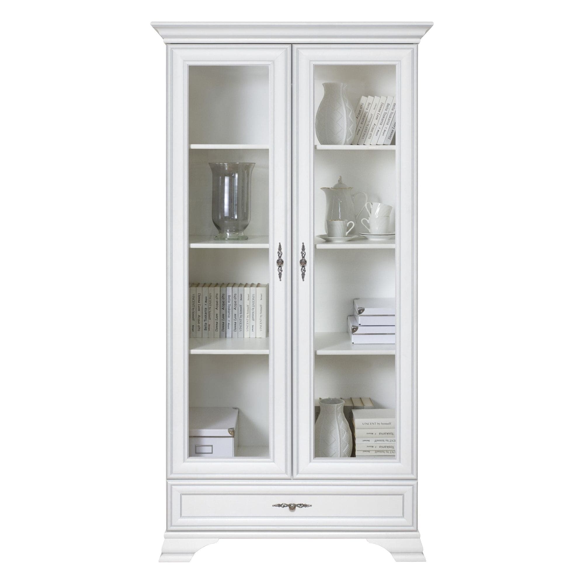 Vitrina IDENTO, alb, PAL/sticla, 100x44x198 cm