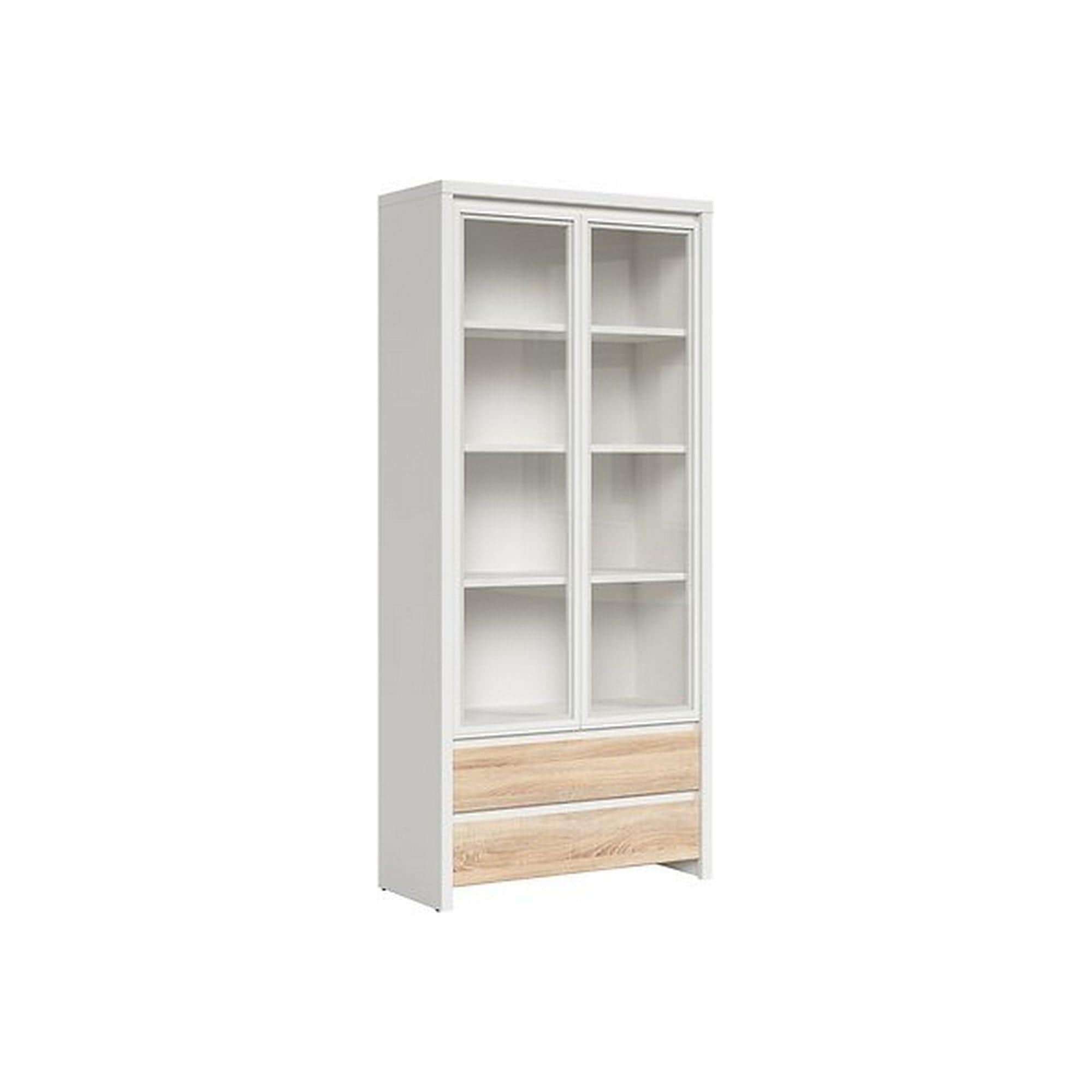 Vitrina KASPIAN, alb/stejar, PAL, 90x41x201 cm