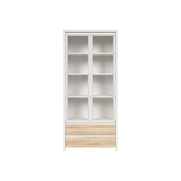 Vitrina KASPIAN, alb/stejar, PAL, 90x41x201 cm