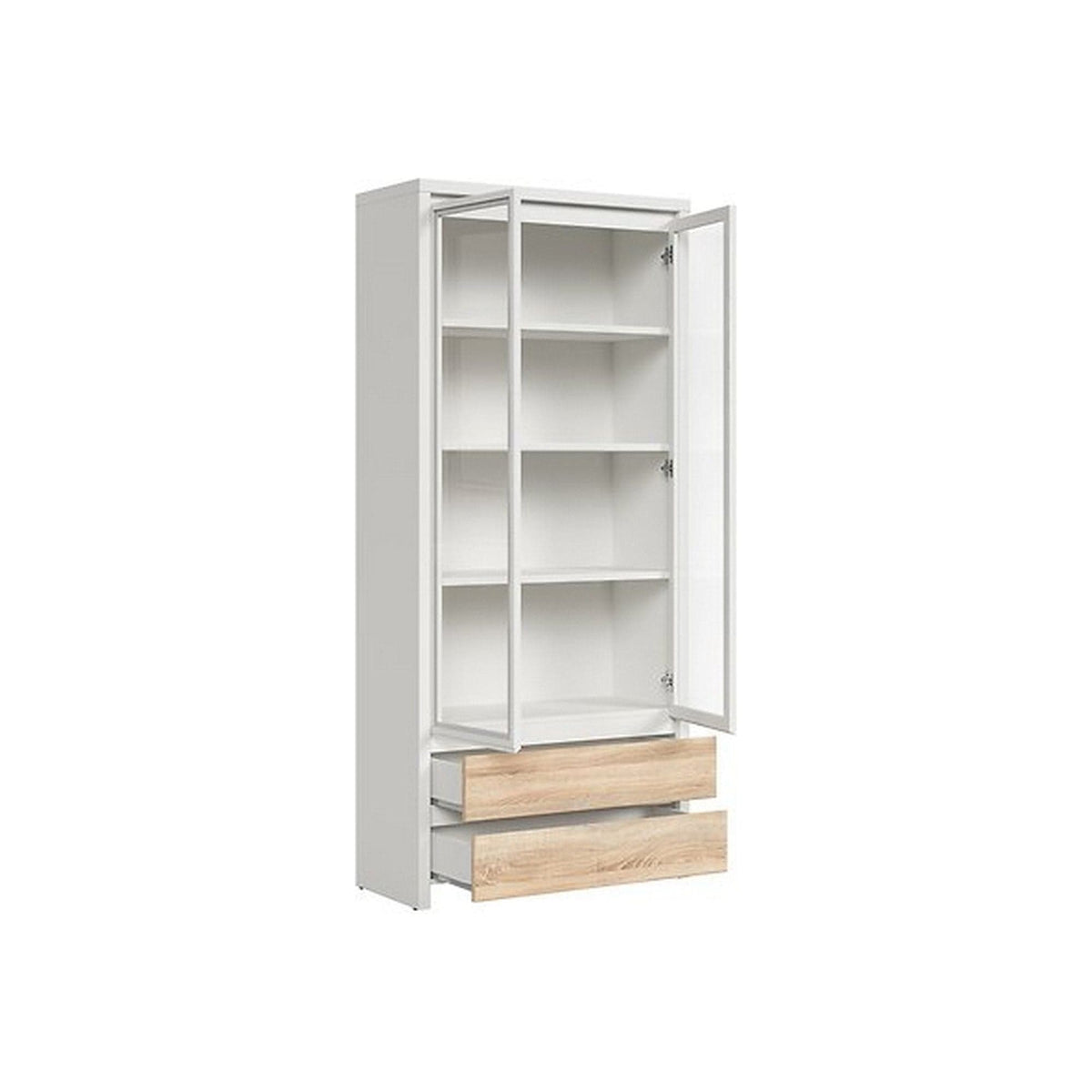 Vitrina KASPIAN, alb/stejar, PAL, 90x41x201 cm