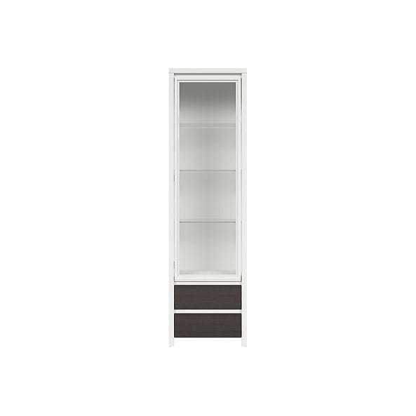 Vitrina KASPIAN, alb/wenge, PAL/sticla securizata, 56x41x201 cm