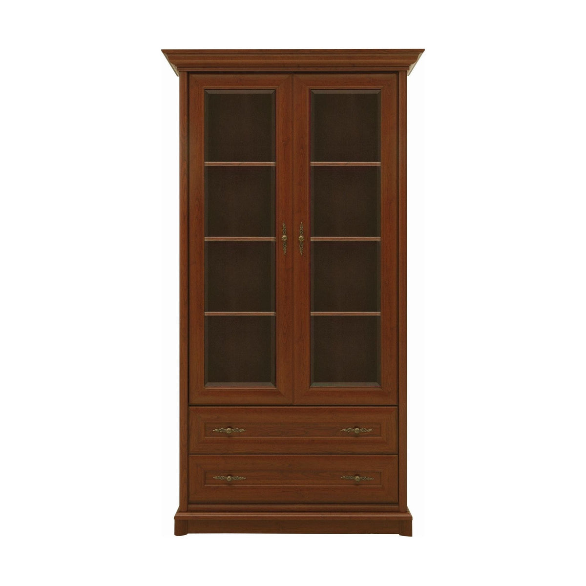 Vitrina KENT, castan, PAL/sticla securizata, 110x43x205 cm