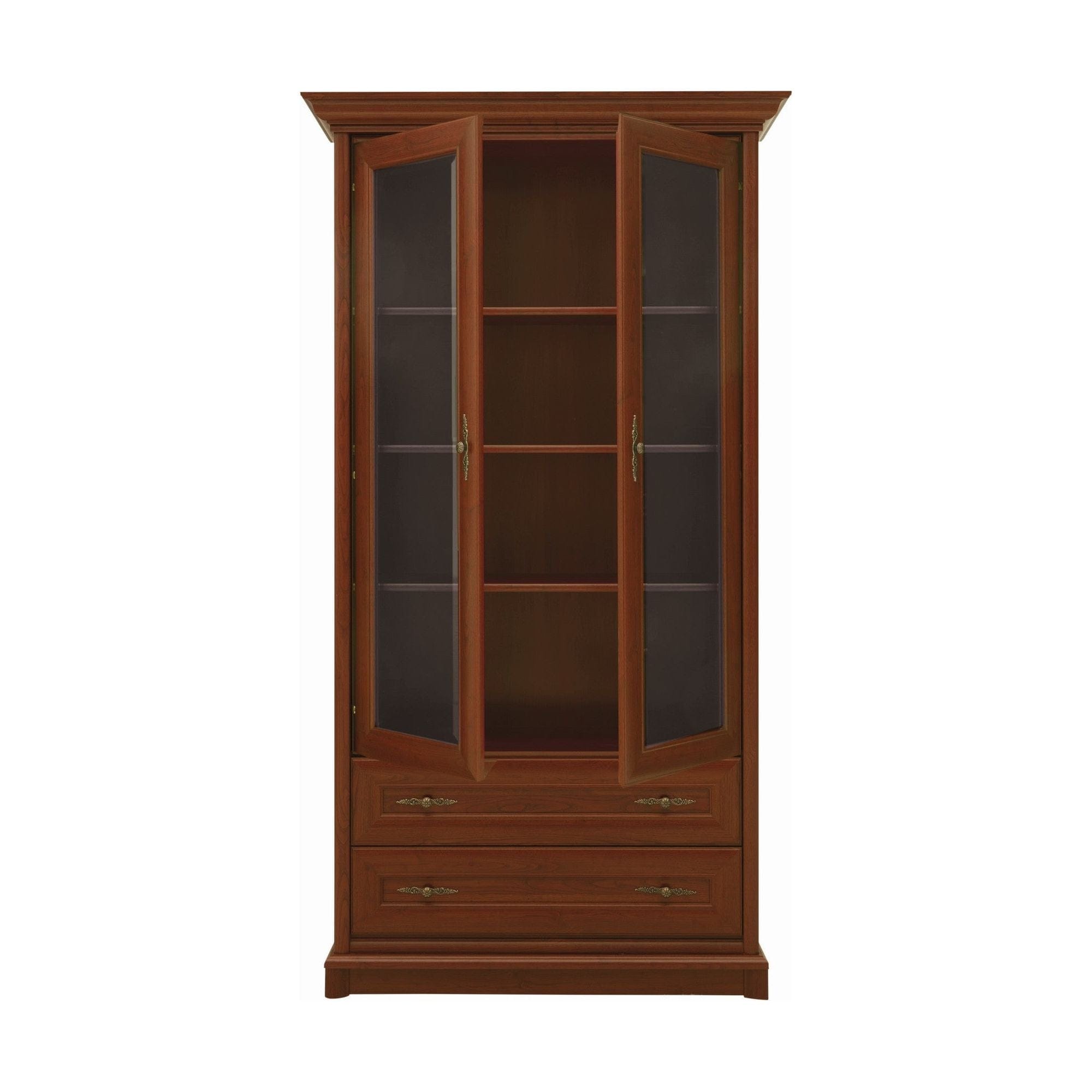 Vitrina KENT, castan, PAL/sticla securizata, 110x43x205 cm
