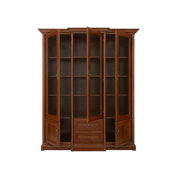 Vitrina KENT, castan, PAL/sticla securizata, 168x43/50x205 cm