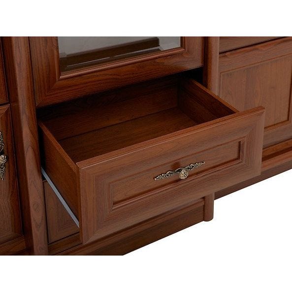 Vitrina KENT, castan, PAL/sticla securizata, 168x43/50x205 cm