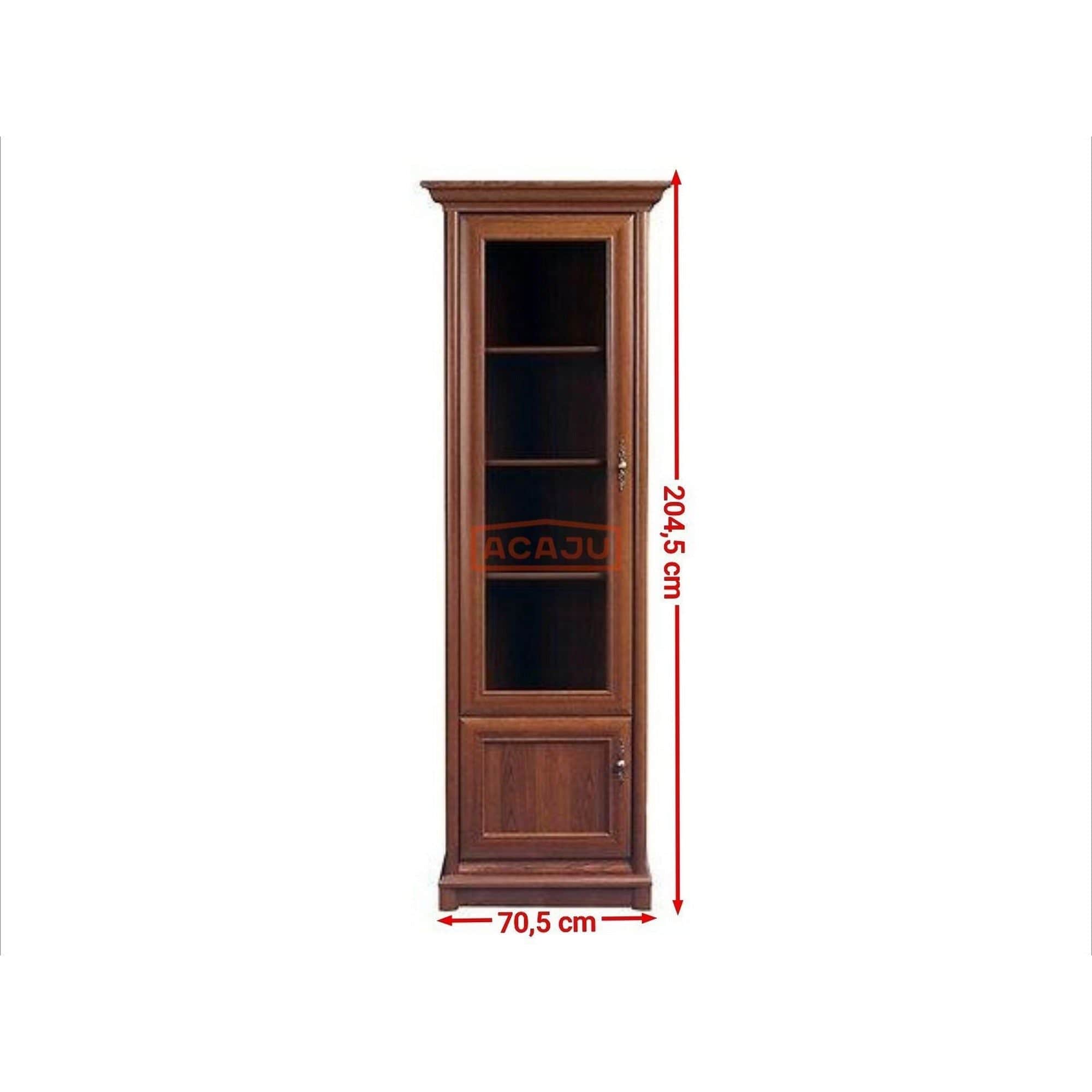 Vitrina KENT dreapta, castan, PAL/sticla securizata, 71x43x205 cm