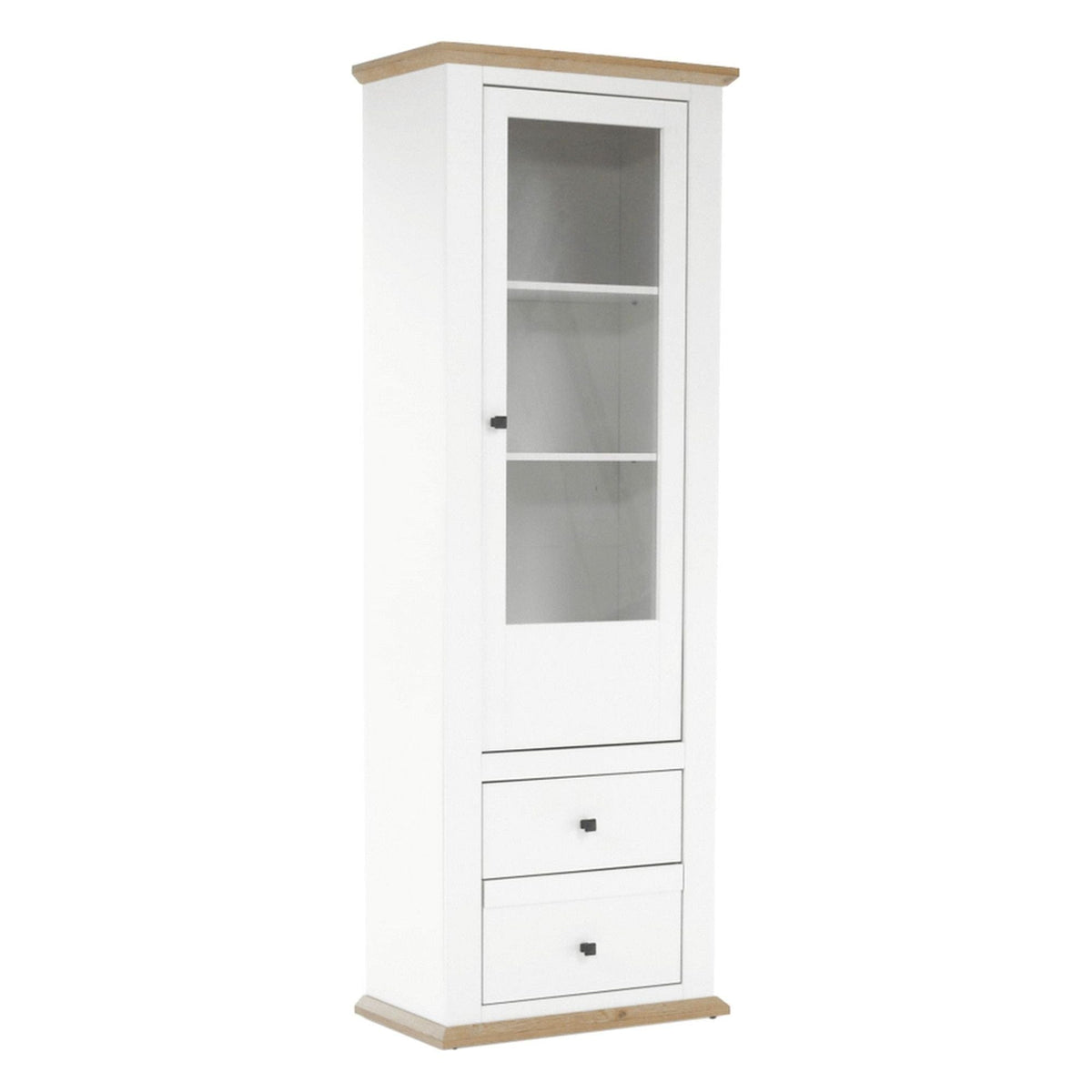 Vitrina LEON MZ4, alb/stejar deschis, PAL laminat, 70x40x200 cm