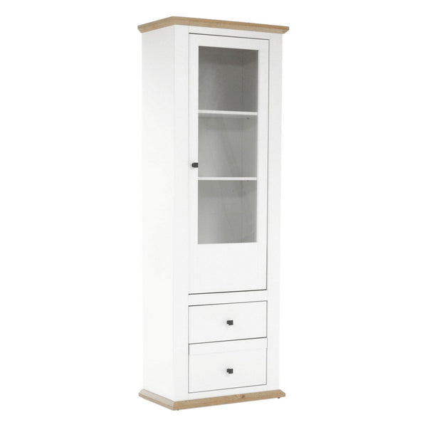 Vitrina LEON MZ4, alb/stejar deschis, PAL laminat, 70x40x200 cm