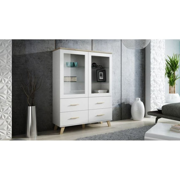 Vitrina LOTTA, alb, PAL/sticla securizata, 120x45x160 cm