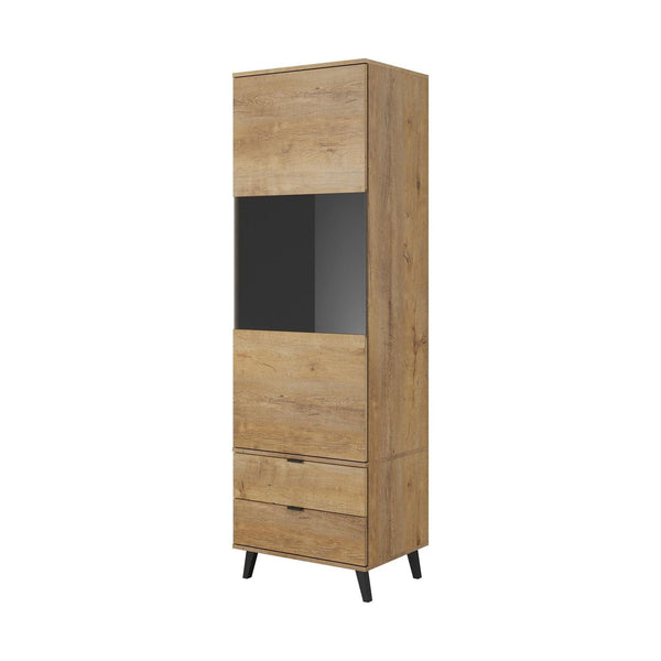 Vitrina NEST W-2, stejar, PAL furniruit/sticla, 60x45x192 cm
