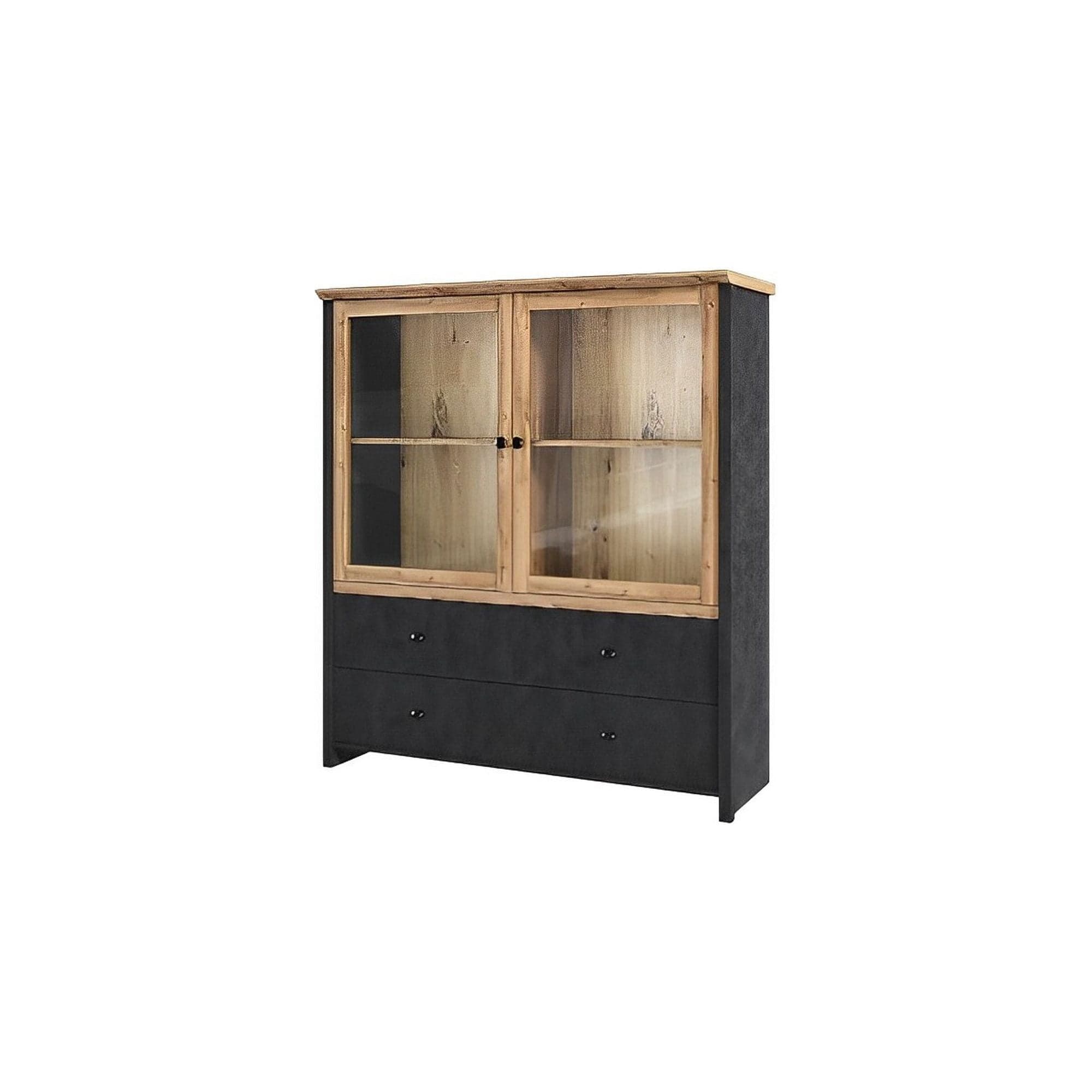 Vitrina NICOLE, stejar wotan/gri antracit, PAL laminat/sticla, 123x42x138 cm