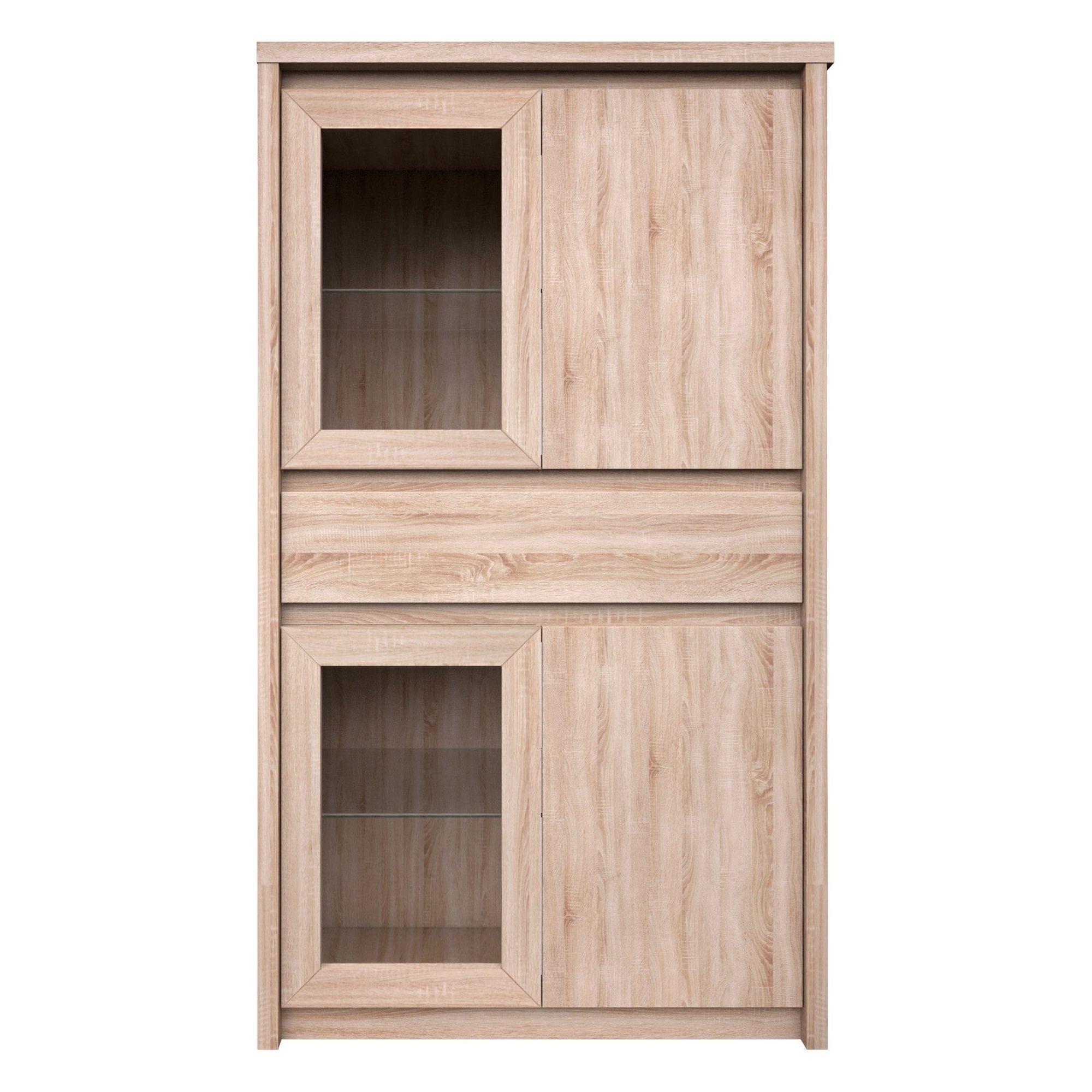 Vitrina NORTON, stejar sonoma, PAL laminat/canturi PVC/sticla, 87x40x154 cm
