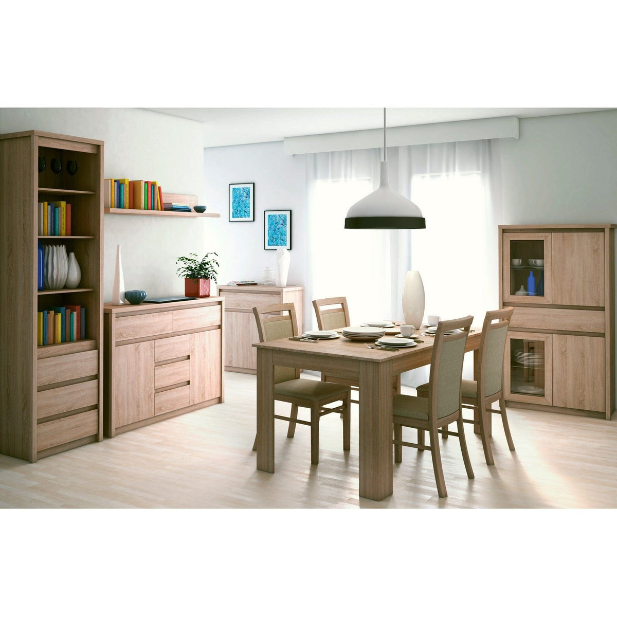 Vitrina NORTON, stejar sonoma, PAL laminat/canturi PVC/sticla, 87x40x154 cm