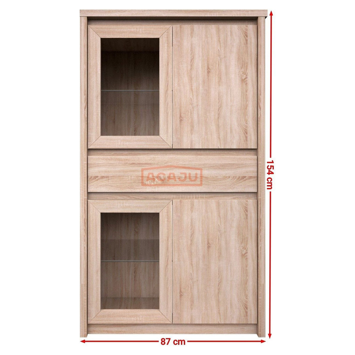 Vitrina NORTON, stejar sonoma, PAL laminat/canturi PVC/sticla, 87x40x154 cm