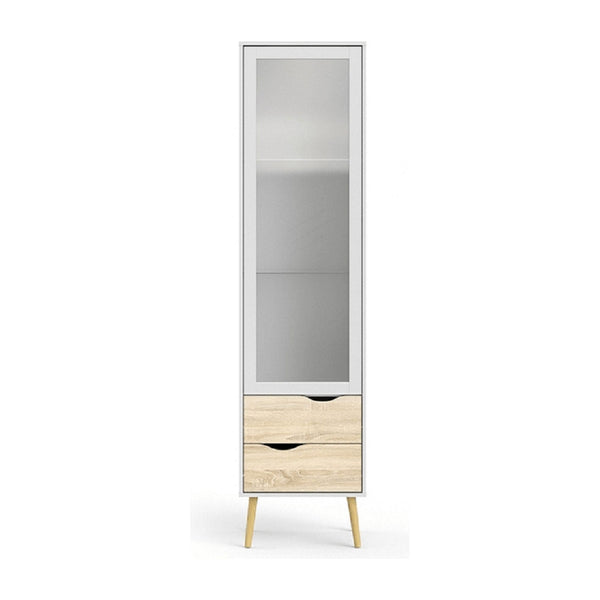 Vitrina OSLO 75461, alb/stejar sonoma, DTD laminat, 50x39x200 cm