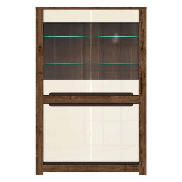 Vitrina RUSO, bej/stejar inchis, 104x46x159 cm