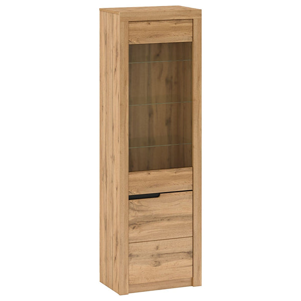 Vitrina TORONTA A1, stejar wotan, DTD laminat, dechidere dreapta, 63x40x197 cm